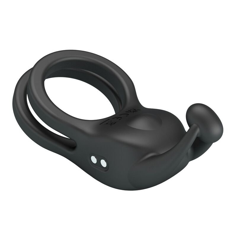 PRETTY LOVE - GOODWIN RECHARGEABLE DOUBLE VIBRATING COCK RING BLACK
