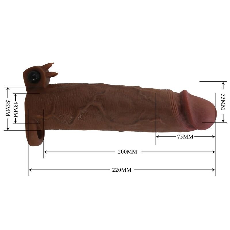 PRETTY LOVE - XERXES VIBRATING PENIS SLEEVE 22 CM Ø 4.5 CM BROWN