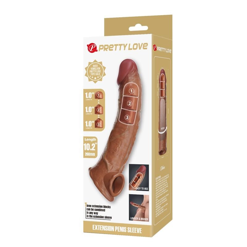 PRETTY LOVE - ADJUSTABLE PENIS EXTENSION SLEEVE 26 CM Ø 4 CM NATURAL
