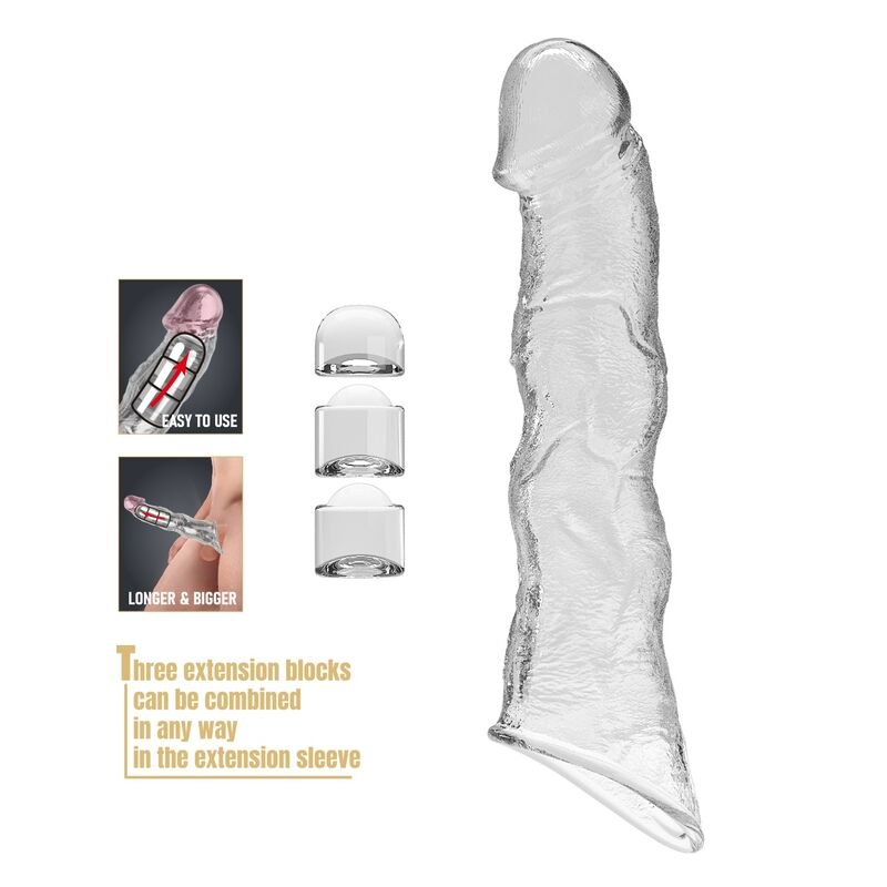 PRETTY LOVE - ADJUSTABLE PENIS EXTENSION SLEEVE 28 CM Ø 4.5 CM TRANSPARENT