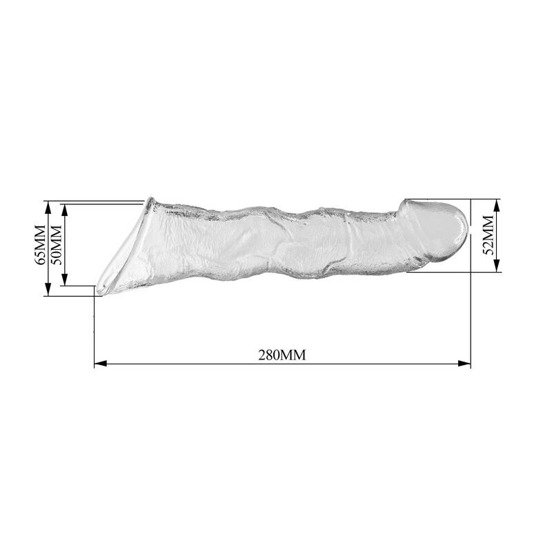 PRETTY LOVE - ADJUSTABLE PENIS EXTENSION SLEEVE 28 CM Ø 4.5 CM TRANSPARENT