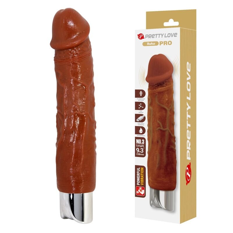 PRETTY LOVE - PRO REALISTIC VIBRATOR 23.5 CM Ø 4.8 CM BROWN DILDOS