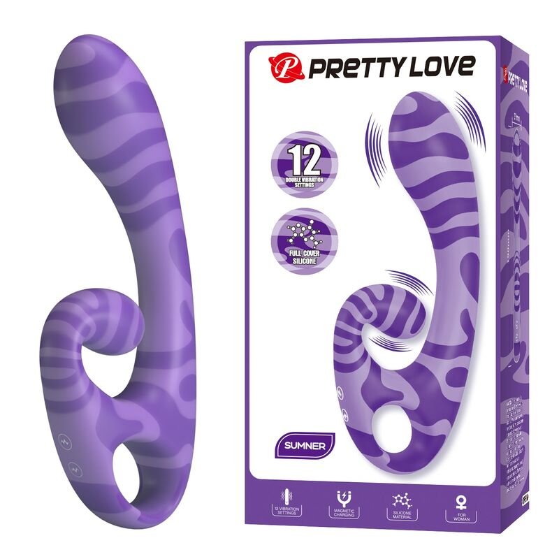 PRETTY LOVE - SUMMER DOUBLE-ENDED VIBRATOR WITH HANDLE 19 CM Ø 3.5 CM PURPLE HIGH TECH