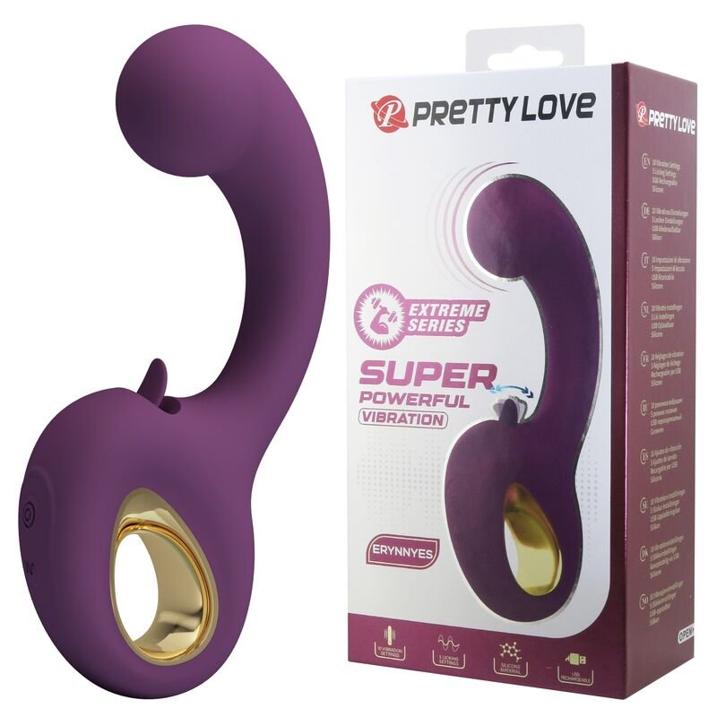 PRETTY LOVE - BRYNNLEE RECHARGEABLE VIBRATOR WITH ORAL STIMULATOR 10 VIBRATIONS & 5 LICKING FUNCTIONS PURPLE HIGH TECH