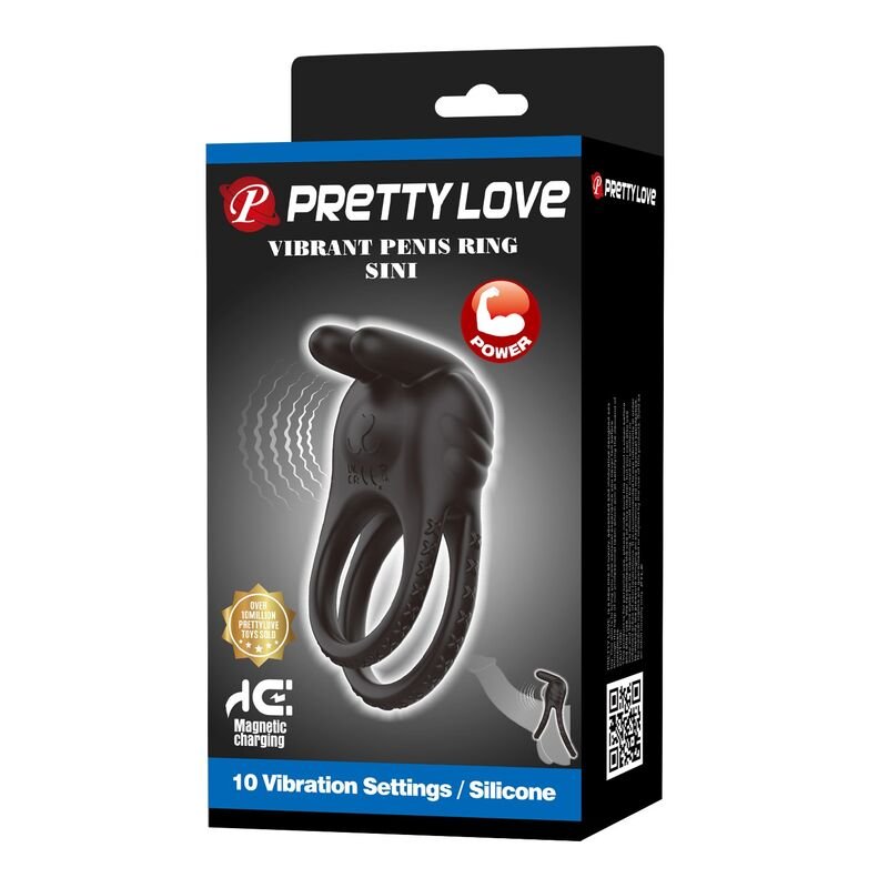 PRETTY LOVE - SINI RECHARGEABLE VIBRATING COCK RING 10 FUNCTIONS BLACK