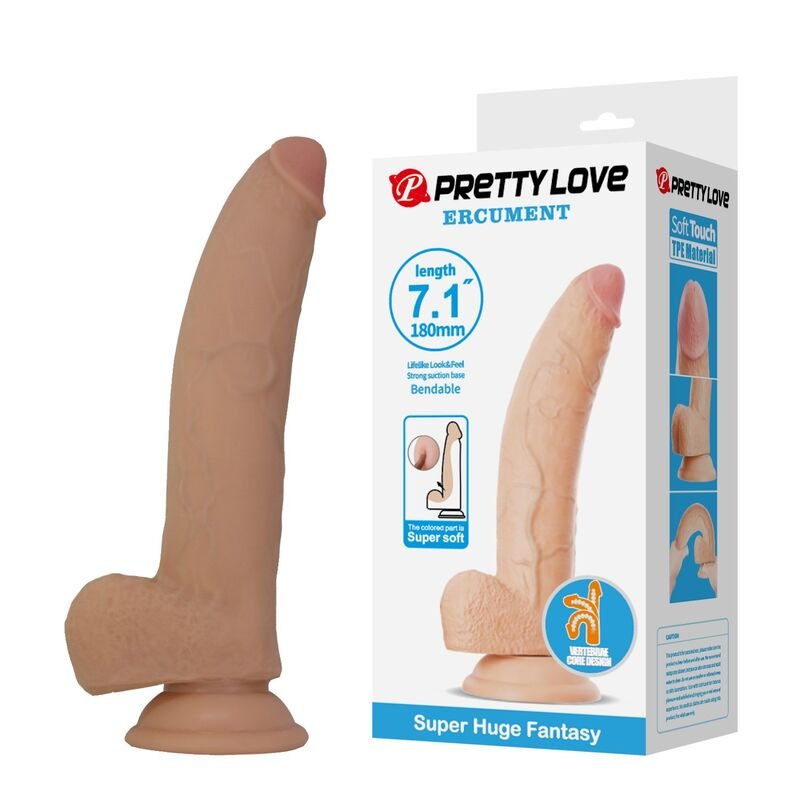 PRETTY LOVE - ELLCUMENT REALISTIC FLEXIBLE DILDO 18 CM Ø 4.5 CM TPE NATURAL DILDOS