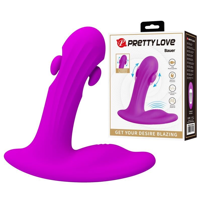 PRETTY LOVE - BAUER RECHARGEABLE PROSTATE MASSAGER 12 MODES PURPLE HIGH TECH