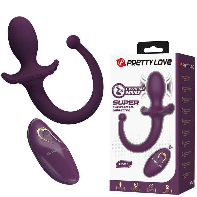 PRETTY LOVE - LIOEA VIBRATING ANAL PLUG WITH TAIL 12 FUNCTIONS PURPLE REMOTE CONTROL