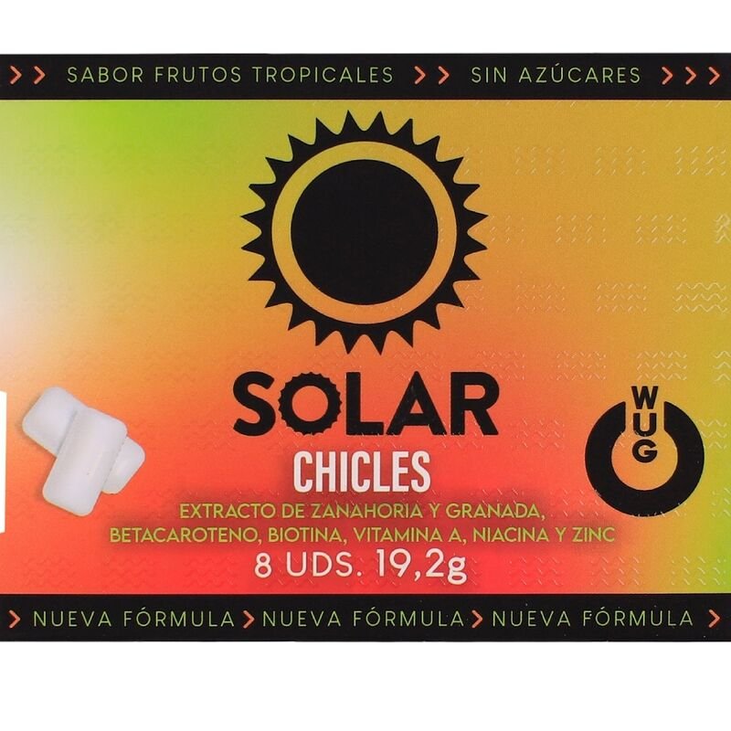 WUG SOLAR - FUNCTIONAL VITAMIN & ZINC TROPICAL FRUITS FLAVOUR GUM BLISTER 8 PCS WUG GUM