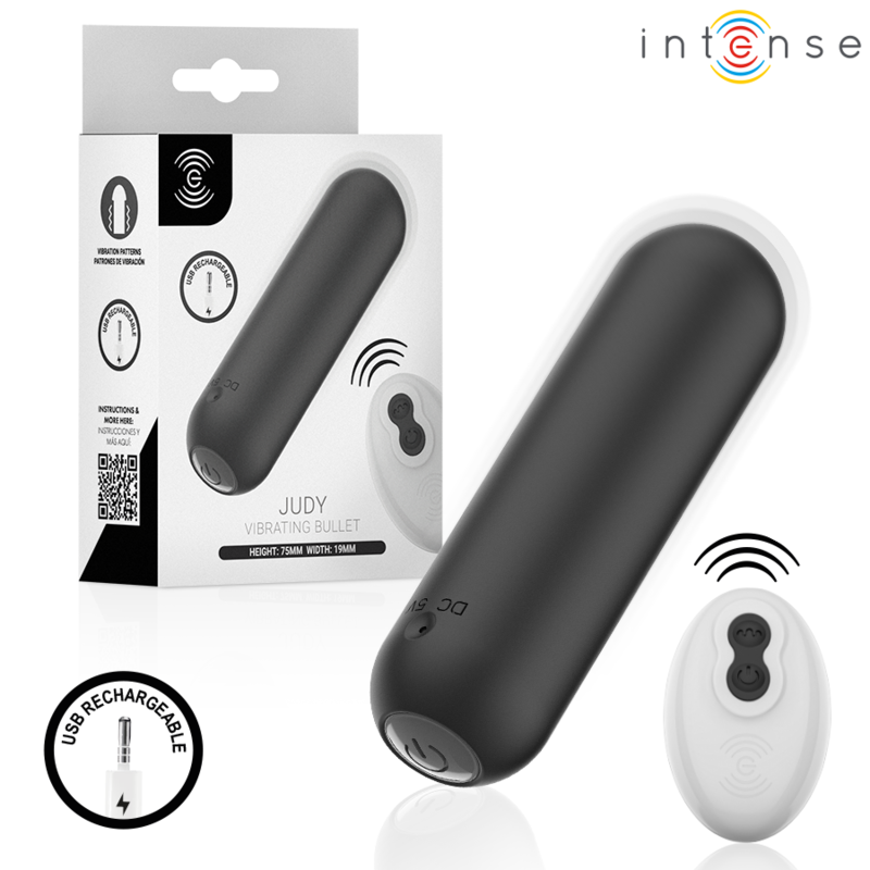 INTENSE - JUDY RECHARGEABLE VIBRATING BULLET WITH REMOTE CONTROL BLACK INTENSE REMOTE CONTROL