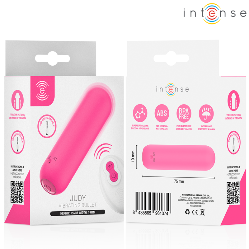 INTENSE - JUDY RECHARGEABLE VIBRATING BULLET WITH REMOTE CONTROL PINK