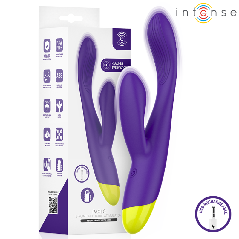 INTENSE - PAOLO RECHARGEABLE RABBIT STIMULATOR FOR G-SPOT AND CLITORIS INTENSE HIGH TECH