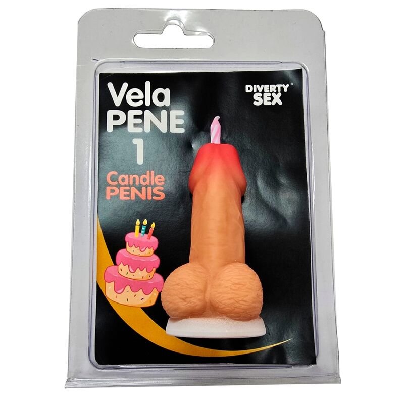 DIABLO PICANTE - PENIS CANDLE IN THE SHAPE OF THE NUMBER 1 FLESH COLOR DIABLO PICANTE