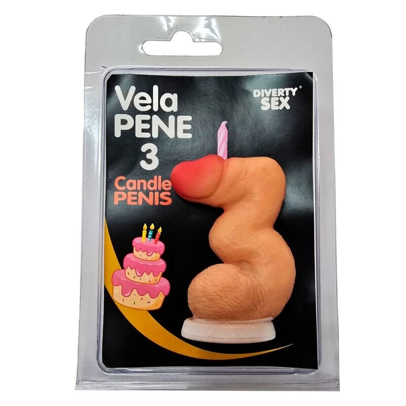 DIABLO PICANTE - PENIS CANDLE IN THE SHAPE OF THE NUMBER 3 FLESH COLOR DIABLO PICANTE