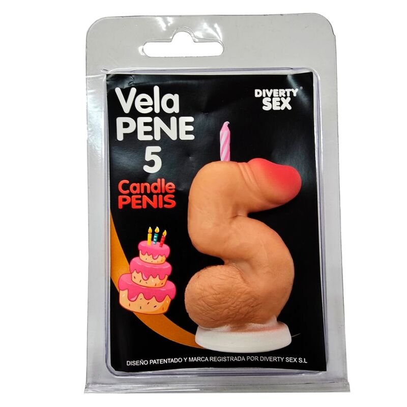 DIABLO PICANTE - PENIS CANDLE IN THE SHAPE OF THE NUMBER 5 FLESH COLOR DIABLO PICANTE