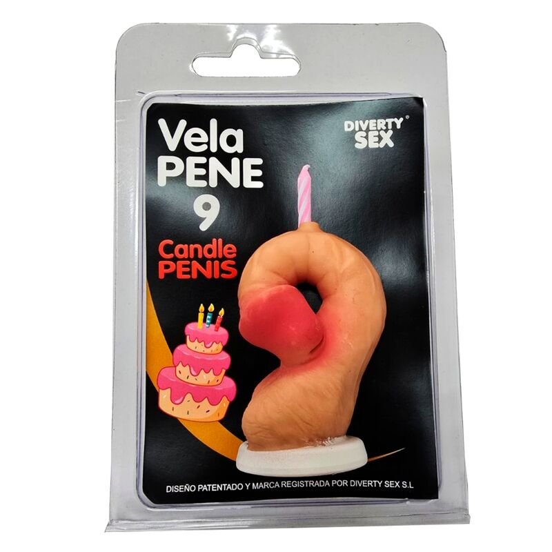 DIABLO PICANTE - PENIS CANDLE IN THE SHAPE OF THE NUMBER 9 FLESH COLOR DIABLO PICANTE