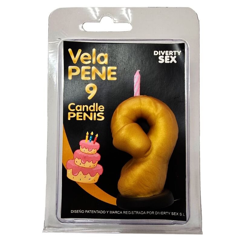 DIABLO PICANTE - PENIS CANDLE IN THE SHAPE OF THE NUMBER 0 GOLD COLOR DIABLO PICANTE