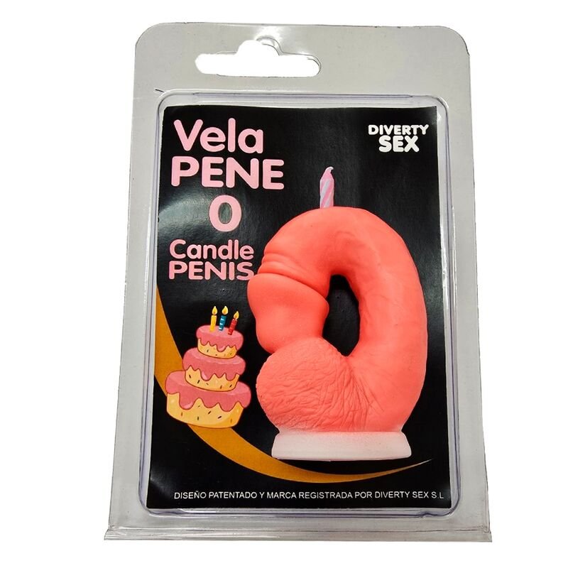 DIABLO PICANTE - PENIS CANDLE IN THE SHAPE OF THE NUMBER 0 PINK COLOR DIABLO PICANTE