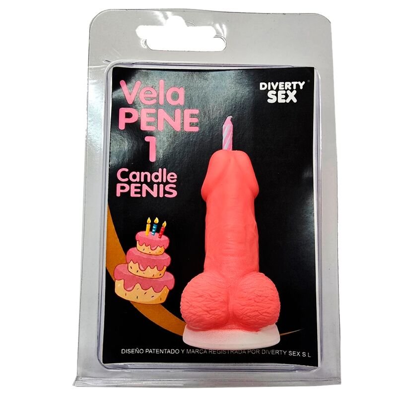 DIABLO PICANTE - PENIS CANDLE IN THE SHAPE OF THE NUMBER 1 PINK COLOR DIABLO PICANTE