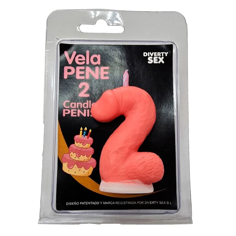 DIABLO PICANTE - PENIS CANDLE IN THE SHAPE OF THE NUMBER 2 PINK COLOR DIABLO PICANTE