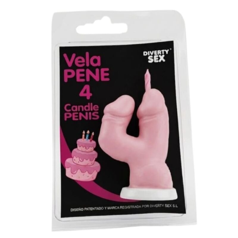 DIABLO PICANTE - PENIS CANDLE IN THE SHAPE OF THE NUMBER 4 PINK COLOR DIABLO PICANTE