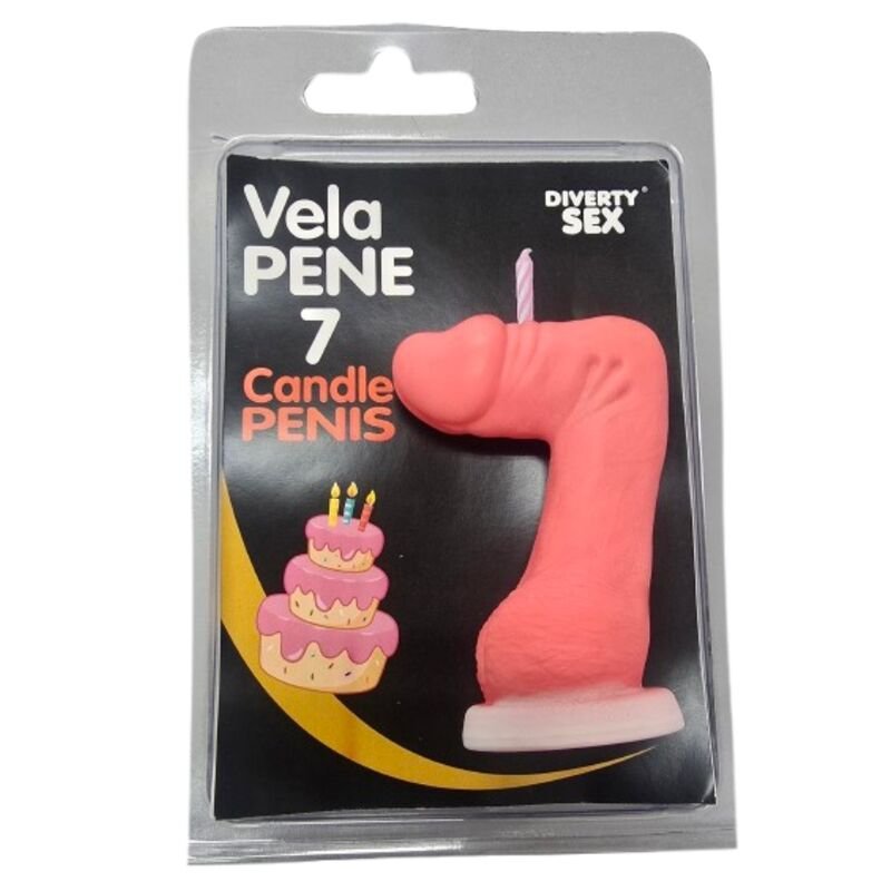DIABLO PICANTE - PENIS CANDLE IN THE SHAPE OF THE NUMBER 7  PINK COLOR DIABLO PICANTE