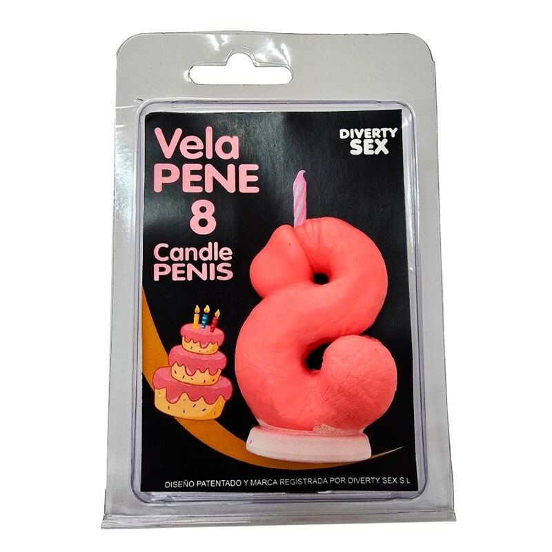 DIABLO PICANTE - PENIS CANDLE IN THE SHAPE OF THE NUMBER 8 PINK COLOR DIABLO PICANTE