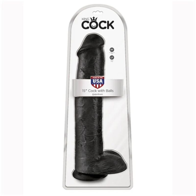 KING COCK - REALISTIC DILDO WITH TESTICLES 38 CM BLACK