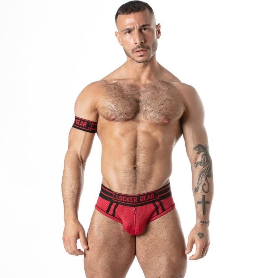 LOCKER GEAR - SPORT MESH JOCK BRIEF RED L LOCKER GEAR