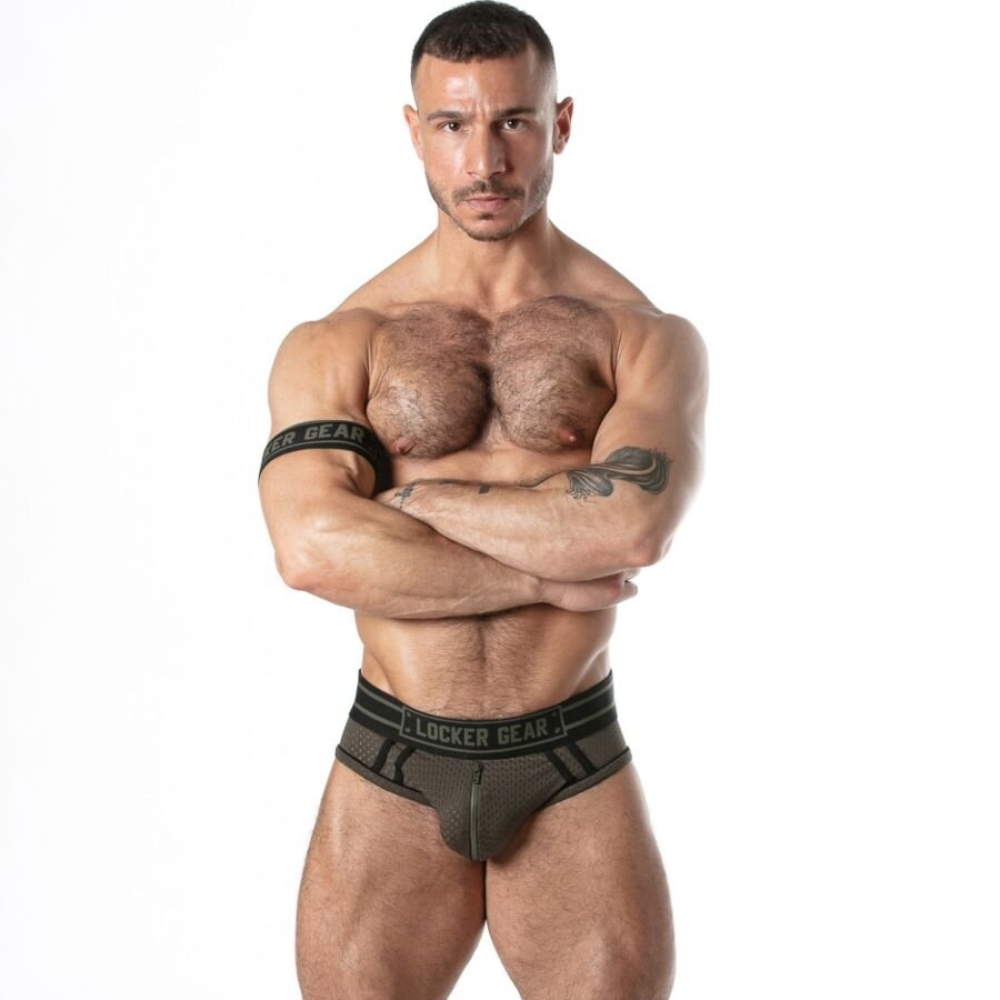 LOCKER GEAR - SPORT MESH JOCK BRIEF KHAKI S LOCKER GEAR