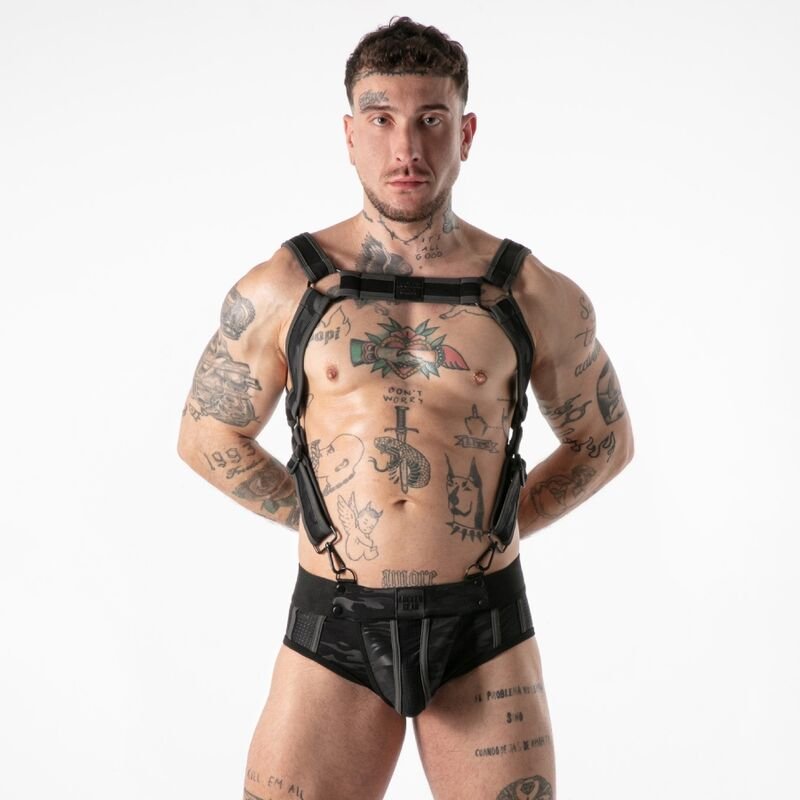 LOCKER GEAR - FULL MILITARY ACCESS HARNESS BLACK S/M LOCKER GEAR