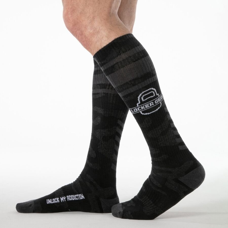 LOCKER GEAR - FULL MILITARY KNEE HIGH SOCKS BLACK ONE SIZE LOCKER GEAR