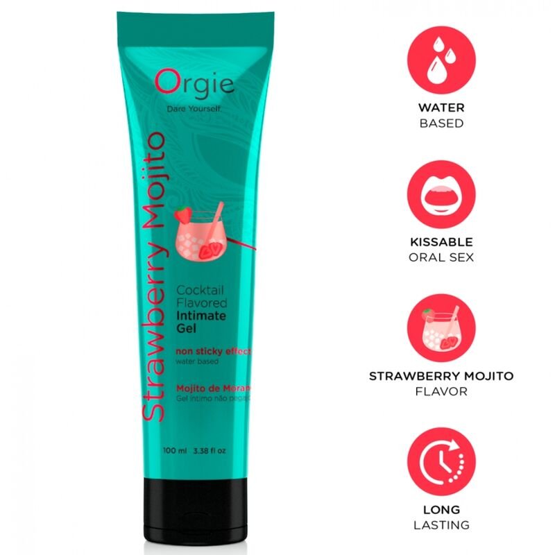 Orgie - Lube Tube Cocktail Strawberry Mojito Kissable Water-based Intimate Gel 100 Ml