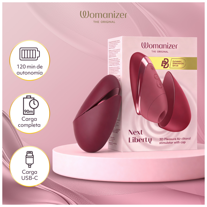 WOMANIZER - NEXT LIBERTY 3D PLEASURE AIR CLITORAL STIMULATOR BORDEAUX