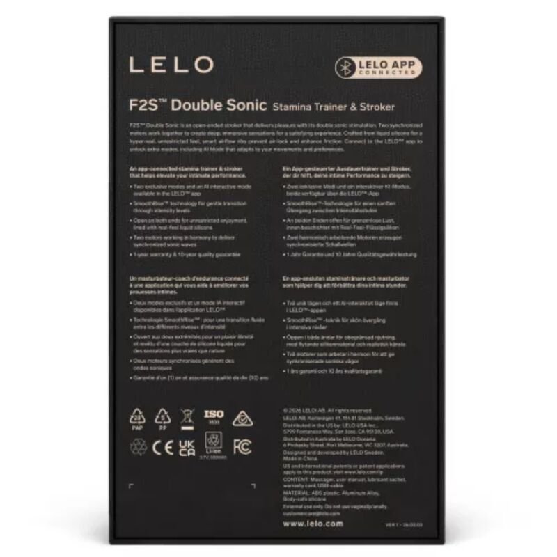 LELO - F2S DOUBLE SONIC MALE STROKER WITH DUAL SONIC STIMULATION TEAL