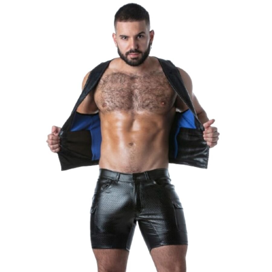 LOCKER GEAR - PUNCH HOLE LEATHERETTE VEST BLUE S