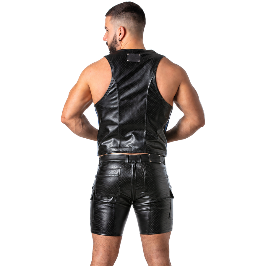 LOCKER GEAR - PUNCH HOLE LEATHERETTE VEST BLUE S