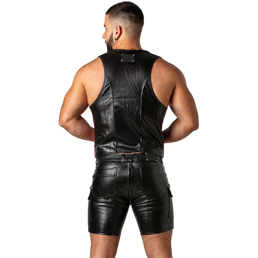 LOCKER GEAR - PUNCH HOLE LEATHERETTE VEST RED L