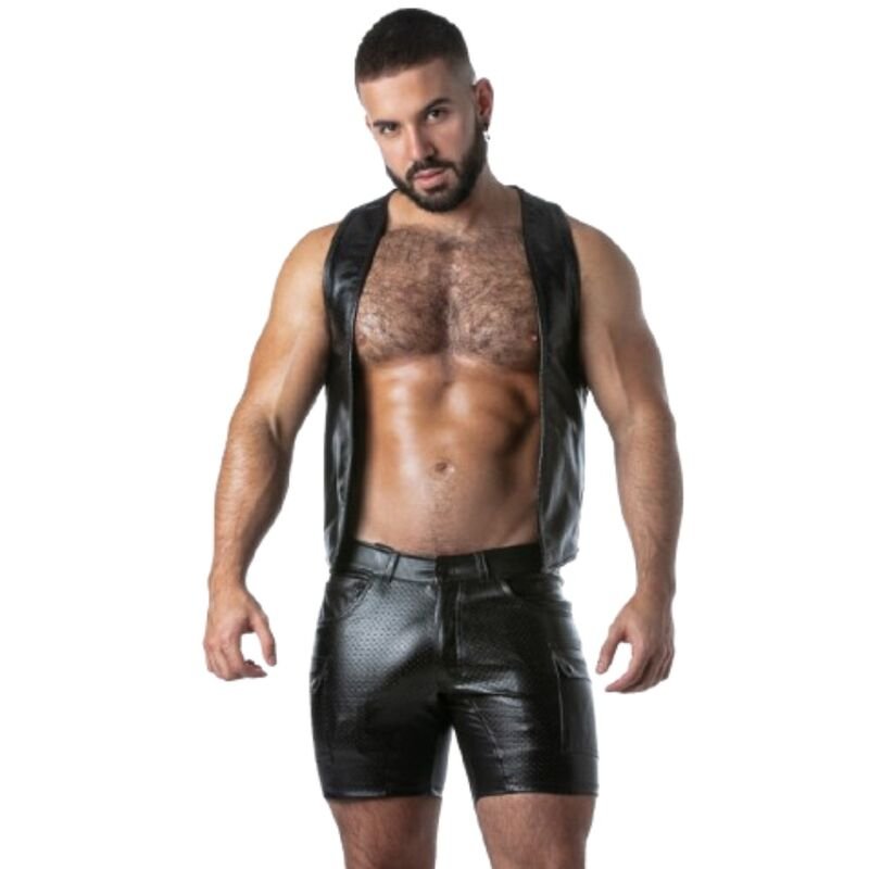LOCKER GEAR - PUNCH HOLE LEATHERETTE VEST KHAKI XL LOCKER GEAR