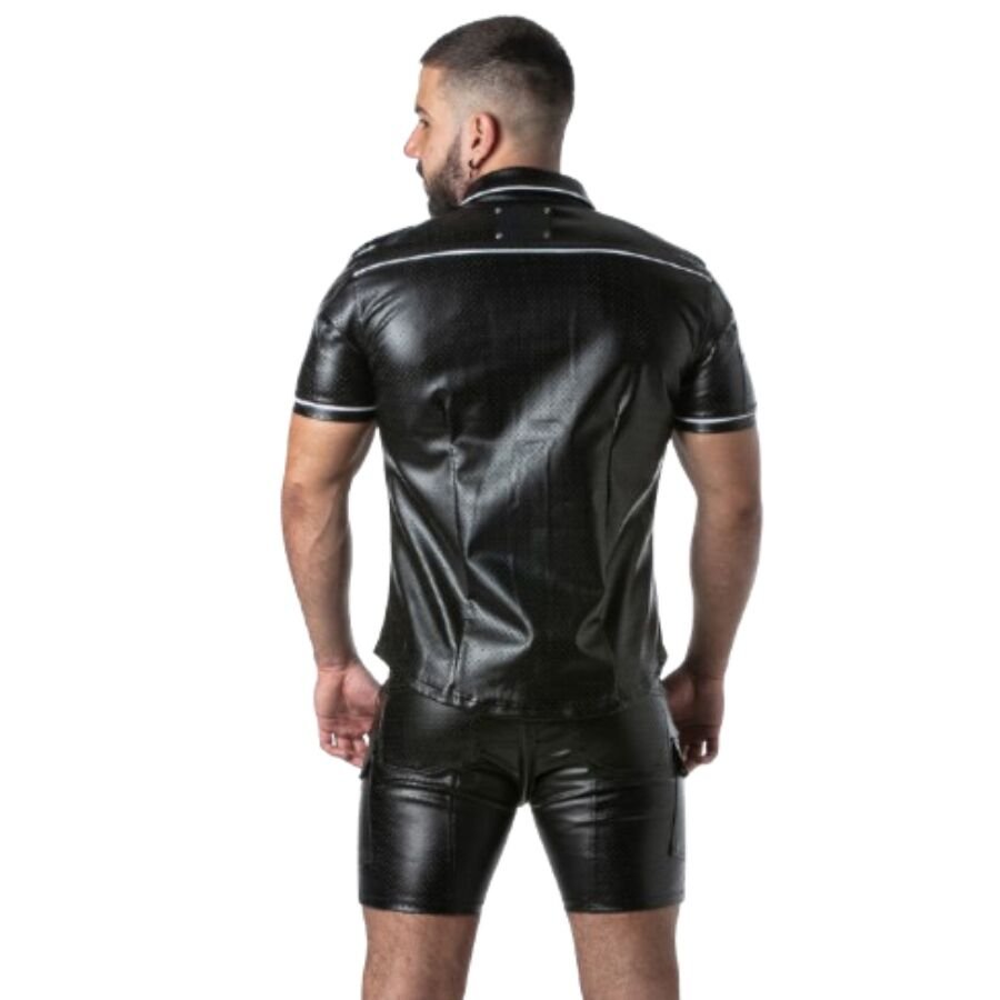 LOCKER GEAR - PUNCH HOLE LEATHERETTE SHIRT WHITE XL