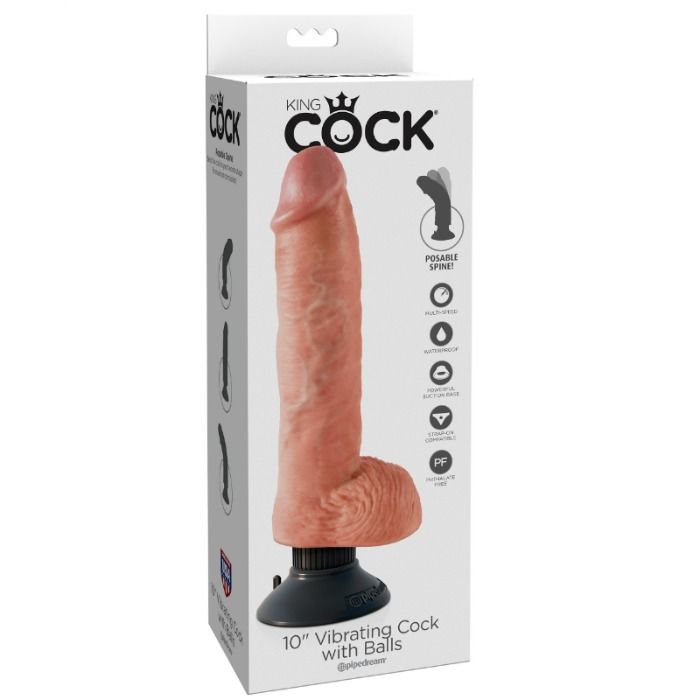 Comprar Dildo Vibrador King Cock Con Testiculos 25.5 Cm Color Carne