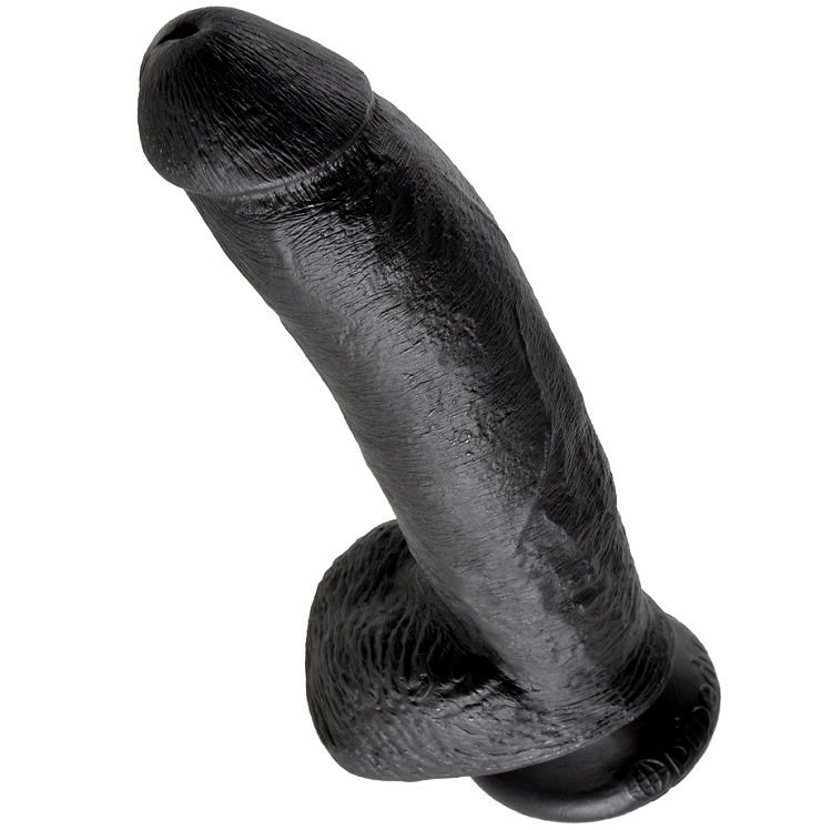 KING COCK - DILDO BLACK WITH BALLS 22.9 CM