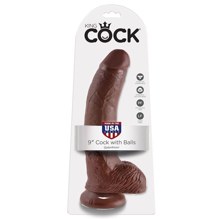 KING COCK - 9 PENE REALÍSTICO MARRÓN 22.9 CM KING COCK