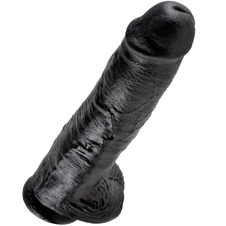 KING COCK - DILDO BLACK WITH BALLS 28 CM