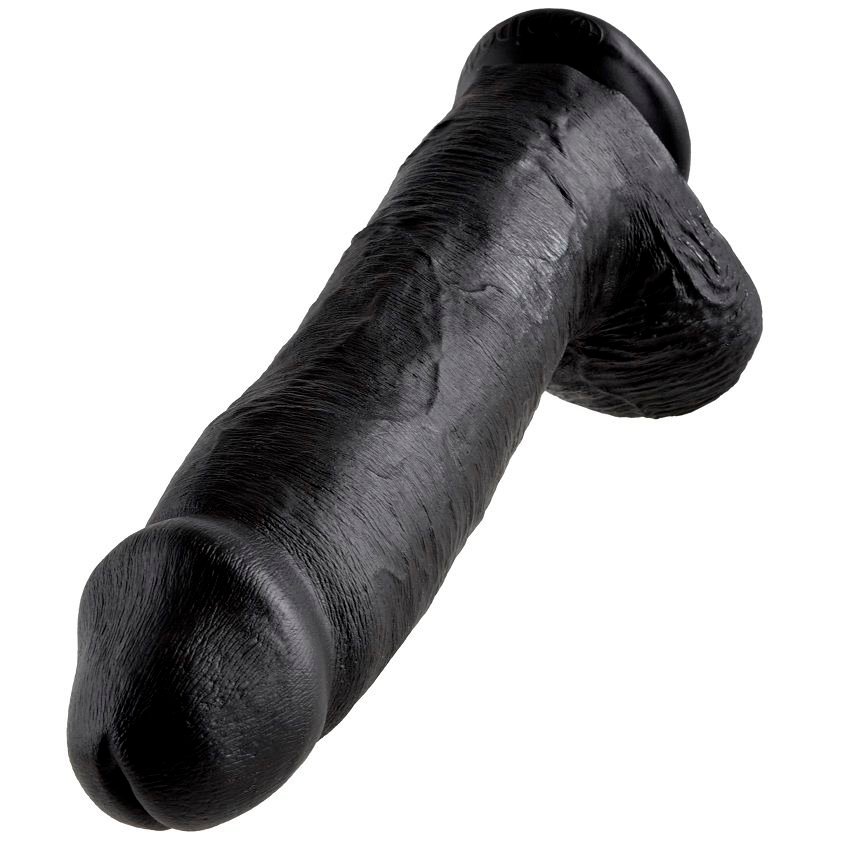KING COCK - DILDO BLACK WITH BALLS 30.48 CM